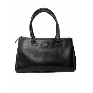 Kate Spade New York Black Pebble Leather Zipper Tote Bag Classic Purse Polka Dot